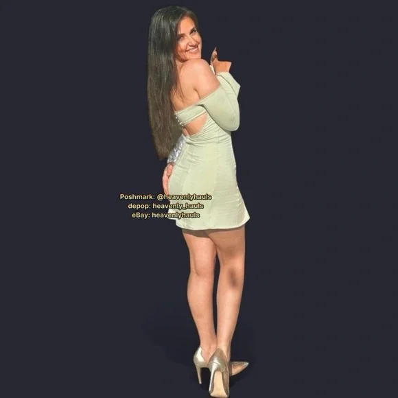 Oh Polly Suki Lace Trim Off-Shoulder Pastel Mini Dress - Whimsical Cottagecore - Picture 4 of 10